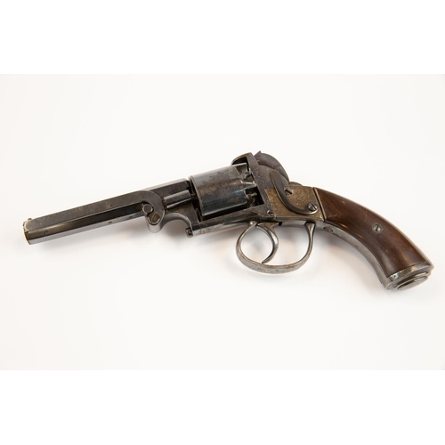 388 - A 5 shot 80 bore Webley style open frame self cocking percussion revolver, octagonal barrel 4½