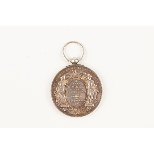 54 - France: Miinisterie De La Marine Et Des Colonies silver life saving medal, (named to Jean Bourhis, M... 