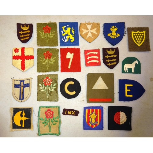 244 - WWII British Formation signs, printed and embroidered. £80-100