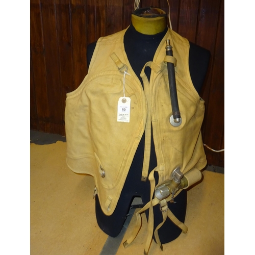 80 - A good WWII Battle of Britain era German Luftwaffe life jacket, with compressed air bottle, and make... 