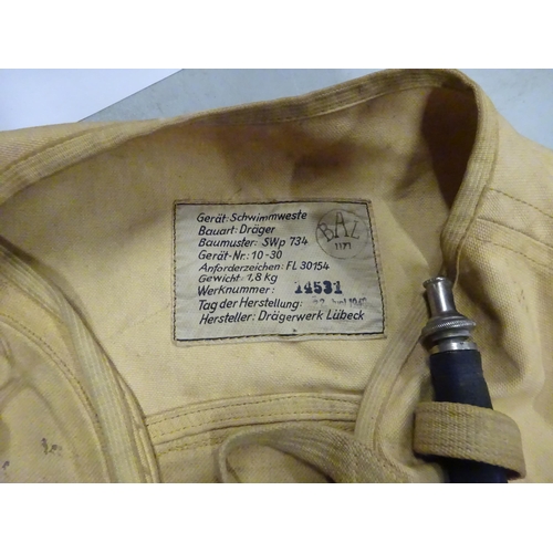 80 - A good WWII Battle of Britain era German Luftwaffe life jacket, with compressed air bottle, and make... 