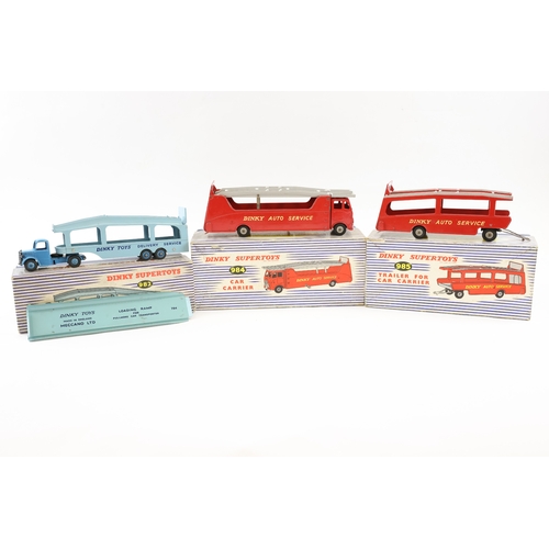 382 - 3 Dinky super toys. lot includes No. 982 Carrimore car transporter in 2 tone blue with metal ramp, b... 