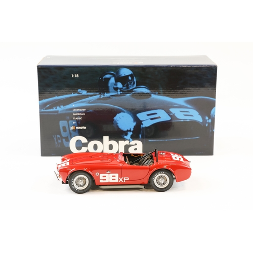 445 - A Racing Legends 1:18 scale AC Ford Cobra 260 1962 American road racer. In red, racing number 98, wi... 