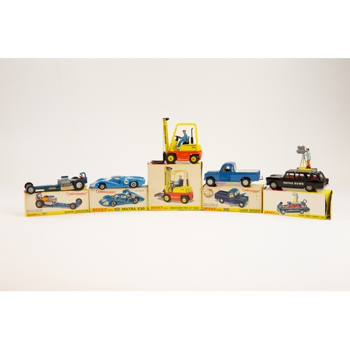 352 - 5 Dinky toys. To include No.404 Conveyancer fork lift truck complete with winding handle and pallet,... 