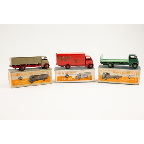 383 - 3 Dinky supertoys to include No.511 Guy 4-ton lorry with tan cab and red chassis, in a blue card box... 