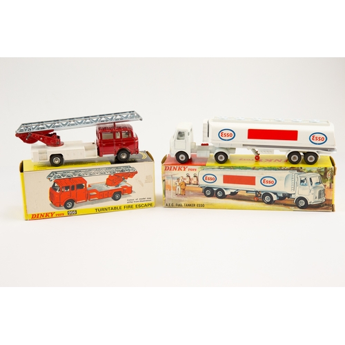 400 - 2 Dinky Toys. An A.E.C. Fuel Tanker ESSO (945). In white with red/ blue/white paper labels, an examp... 