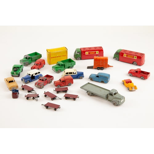 402 - Dublo Dinky Toys. 2x AEC Mercury Shell BP Tankers. 2x Austin Lorry. 2x Austin TAXI. 2x Morris Pick-U... 