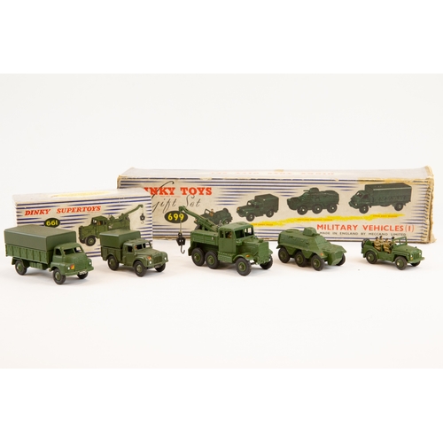 404 - Dinky Toys Gift Set (699) Military (1). Comprising Austin Champ, 1-Ton Cargo Truck, Armoured Personn... 