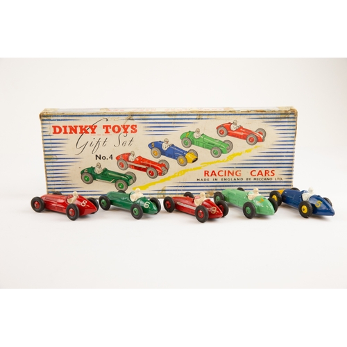 405 - Dinky toys gift set No.4 racing cars. set contains Cooper Bristol, Alfa Romeo, Ferrari, H.W.M. and M... 