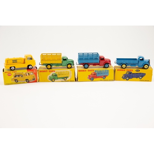 362 - 4 Dinky toys commercial vehicles, to include No.412 Austin wagon in mid blue with yellow hubs, No.43... 