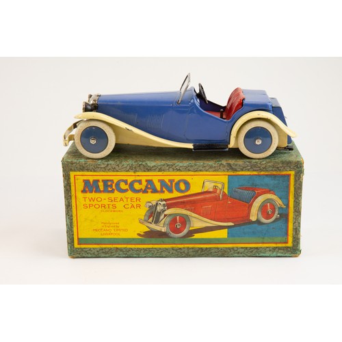 259 - A scarce 1930's Non Constructor Meccano Two-Seater Sports Car. An example in blue with red seats, cr... 