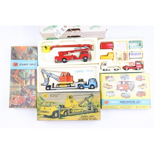 277 - 3 Corgi toys. Includes gift set No.27 machinery carrier with Bedford tractor unit and Priestman 