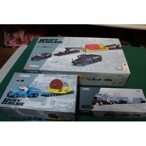 310 - 3 Corgi Heavy Haulage series sets. Scammell Contractor x2 Nicolas Girder Trailer, Bogies & Stator Co... 