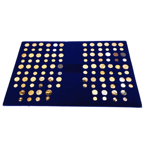 101 - Two London Badge & Button Company c 2000 blue velvet covered exhibition display boards of buttons, e... 