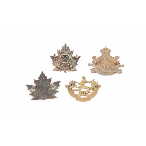 137 - 4 WWI CEF Infantry cap badges: 202nd by Jackson Bros; 203rd by Birks; 204th by Ellis (lugs replaced)... 