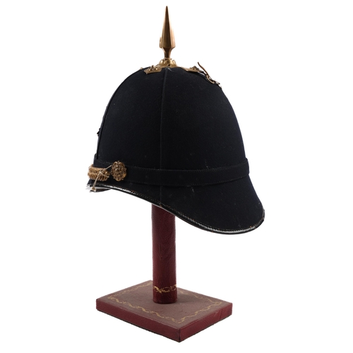 212 - A post 1902 OR's Home Service helmet of the West Yorkshire Regiment, blue cloth with brass mounts, l... 