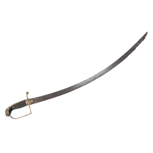 234 - A Georgian officer's sword, flat curved blade 30