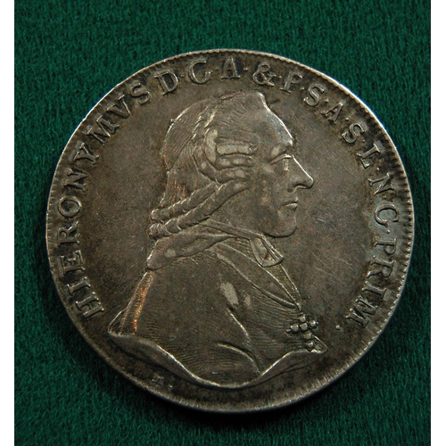 26 - Austria, Salzburg, Hieronymus (1772-1803) AR Thaler 1795M. GVF £60-100