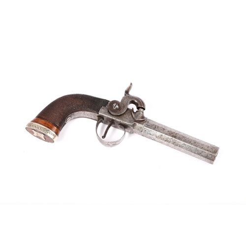 318 - A 38 bore percussion boxlock sidehammer pistol, c 1840, 7½