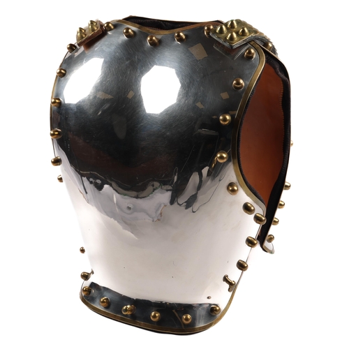 353 - A post 1902 Household Cavalry breast and backplate set, plated steel with brass edging, studs and sc... 