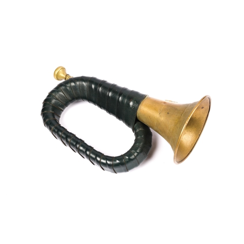 39 - A Third Reich DJ brass bugle, mounted with stag's head and 