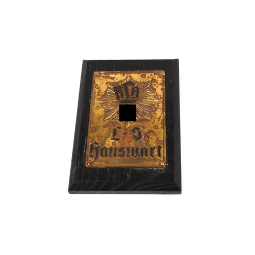 43 - A Third Reich R.L.B. brass embossed plaque, 4¾