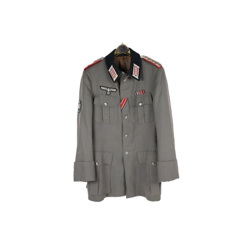 60 - A good quality replica Third Reich army officer's service dress jacket, Mountain Troop Edelweiss arm... 