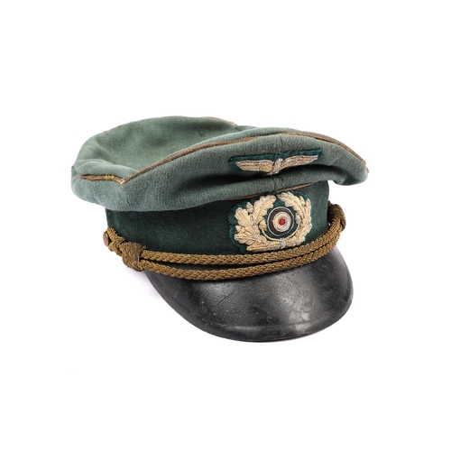 67 - A Third Reich Army officer's peaked SD cap, gilt bullion cords and piping, silver alloy bullion insi... 