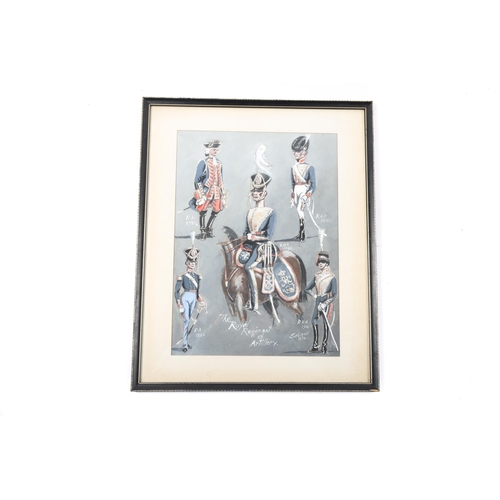 15 - A watercolour depicting officers of 