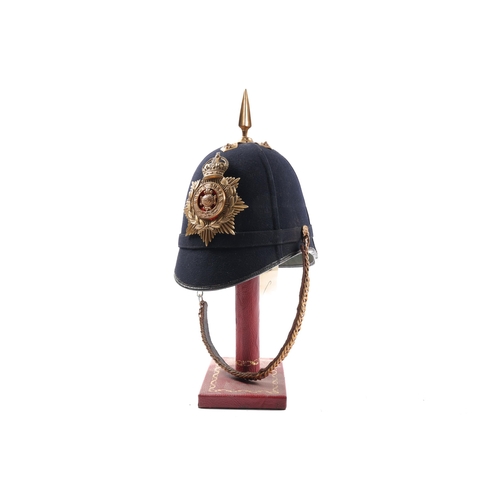 213 - A very good example of a post 1902 OR's Home Service blue cloth helmet of the Royal Sussex Regiment,... 