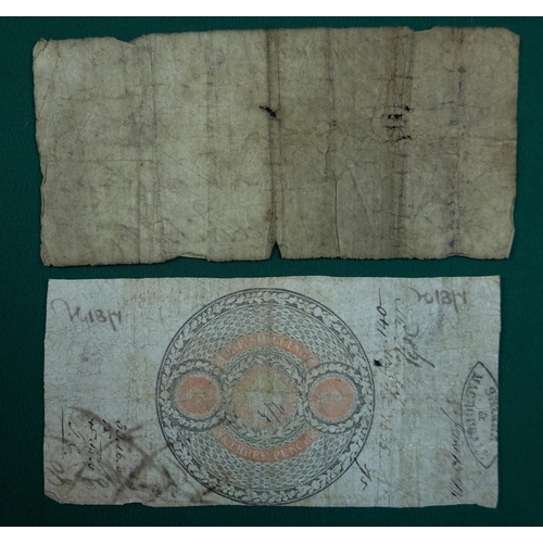 30 - Currency notes (4): Nantwich Bank, Cheshire, £5 note, dated 1st March 1823, no 931; Gloucester City ... 