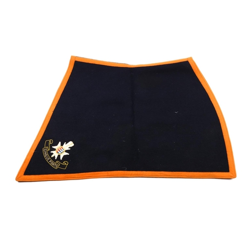 198 - An officer's shabraque of the Cinque Ports Regiment, of blue cloth with orange border, embroidered r... 