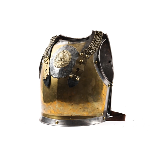 354 - A good pair of early 19th century French breast and backplates, brass faced with domed brass studs, ... 