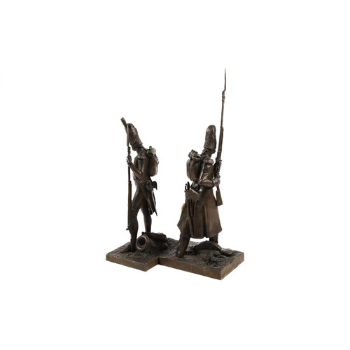 400 - A fine pair of Napoleonic Old Guard bronzes, depicting them as they would have looked on campaign, o... 