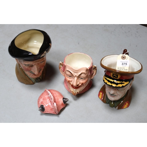 375 - 2 military related Toby jugs, Royal Doulton Monty with green stamp to base, no damage, and a Royal W... 