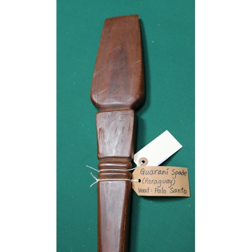 425 - A Guarani spade from Paraguay,  Palo Santo. Measures 84cm. a few minor chips to the blade. GC. £50 -... 