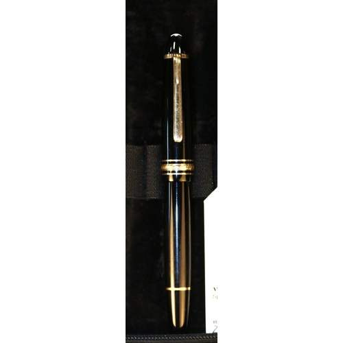 430 - Mont Blanc Le Grand Fountain Pen. With gold nib, body in black with gold detailing, Mont-Blanc logo ... 