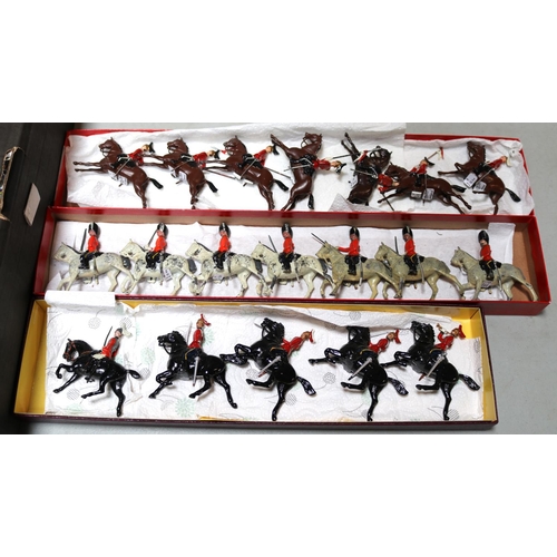 453 - Britains Soldiers. 10 mounted Lifeguards in winter cloaks. 5 mounted Lifeguards. 4 other mounted Gua... 