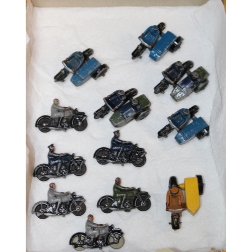 580 - 12 Dinky Toys Motorcycles/Motorcycle Combinations. Solo are both POLICE and civilian and combination... 