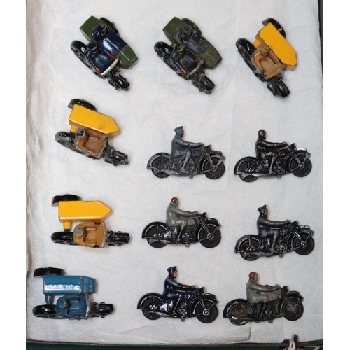 581 - 12 Dinky Toys Motorcycles/Motorcycle Combinations. Solo are both POLICE and civilian and combination... 