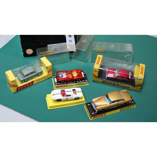 595 - 5 Dinky Toys. Hillman Imp (138) in metallic green with red interior. Ferrari P5 (220) in metallic re... 