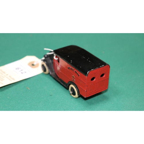 612 - A Dinky Toys Royal Mail Van (34b). In red with black bonnet, wings and roof, open rear windows. VGC ... 