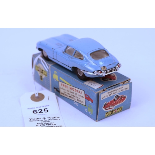 625 - SPOT-ON by Tri-ang. No.217 Jaguar E Type, finished in light blue with white interior. Has opening bo... 