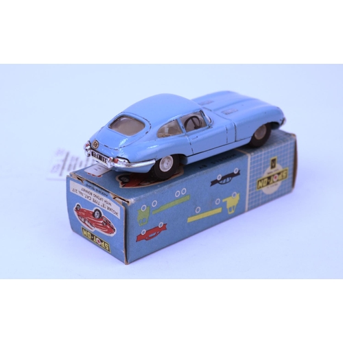 625 - SPOT-ON by Tri-ang. No.217 Jaguar E Type, finished in light blue with white interior. Has opening bo... 