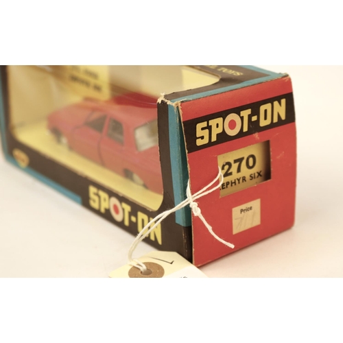 627 - SPOT-ON by Tri-ang No.270 Ford Zephyr Six. In bright red with grey interior, with Lady driver and po... 