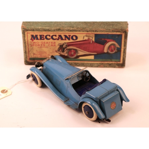 644 - A scarce 1930's Non Constructor Meccano Two-Seater Sports Car. An example in blue with dark blue sea... 