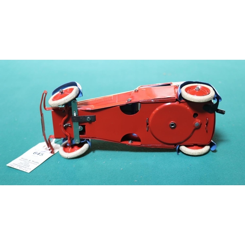 645 - A scarce 1930's No.1 Meccano Constructor Car. An example in red with blue roof and mudguards. Red wh... 