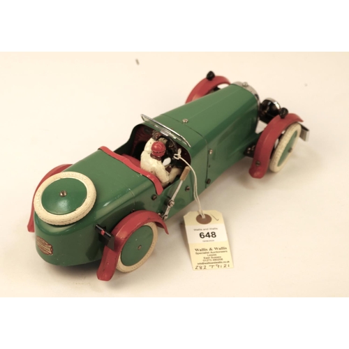 648 - A rare 1930's No.2 Meccano Constructor Car. A round tail example in green with red mudguards, red se... 