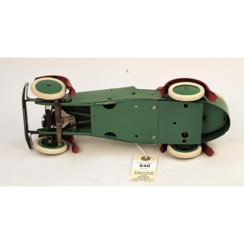 648 - A rare 1930's No.2 Meccano Constructor Car. A round tail example in green with red mudguards, red se... 