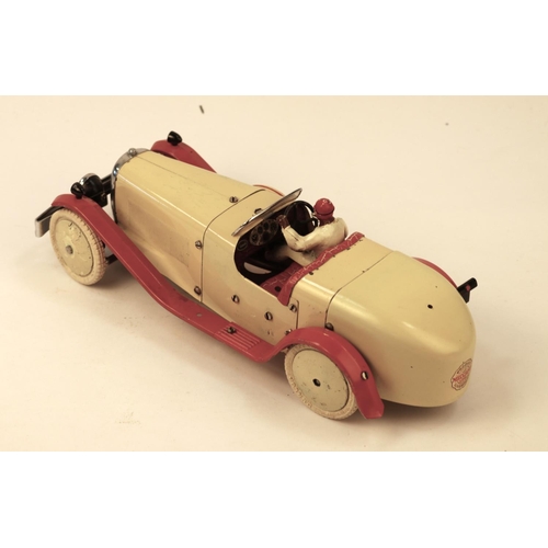 649 - A rare 1930's No.2 Meccano Constructor Car. A round tail example in cream with red mudguards and run... 